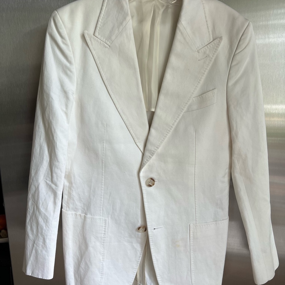 Elegant White Men's Casual Linen Blazer